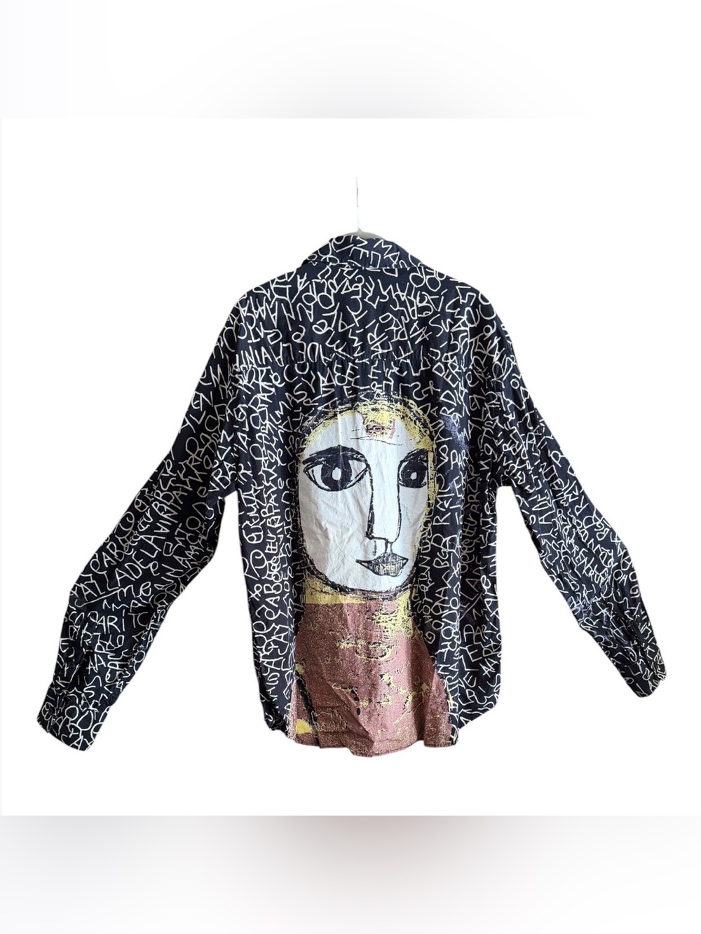 Men’s Desigual  Artistic Black Graphic Shirt with Face Print